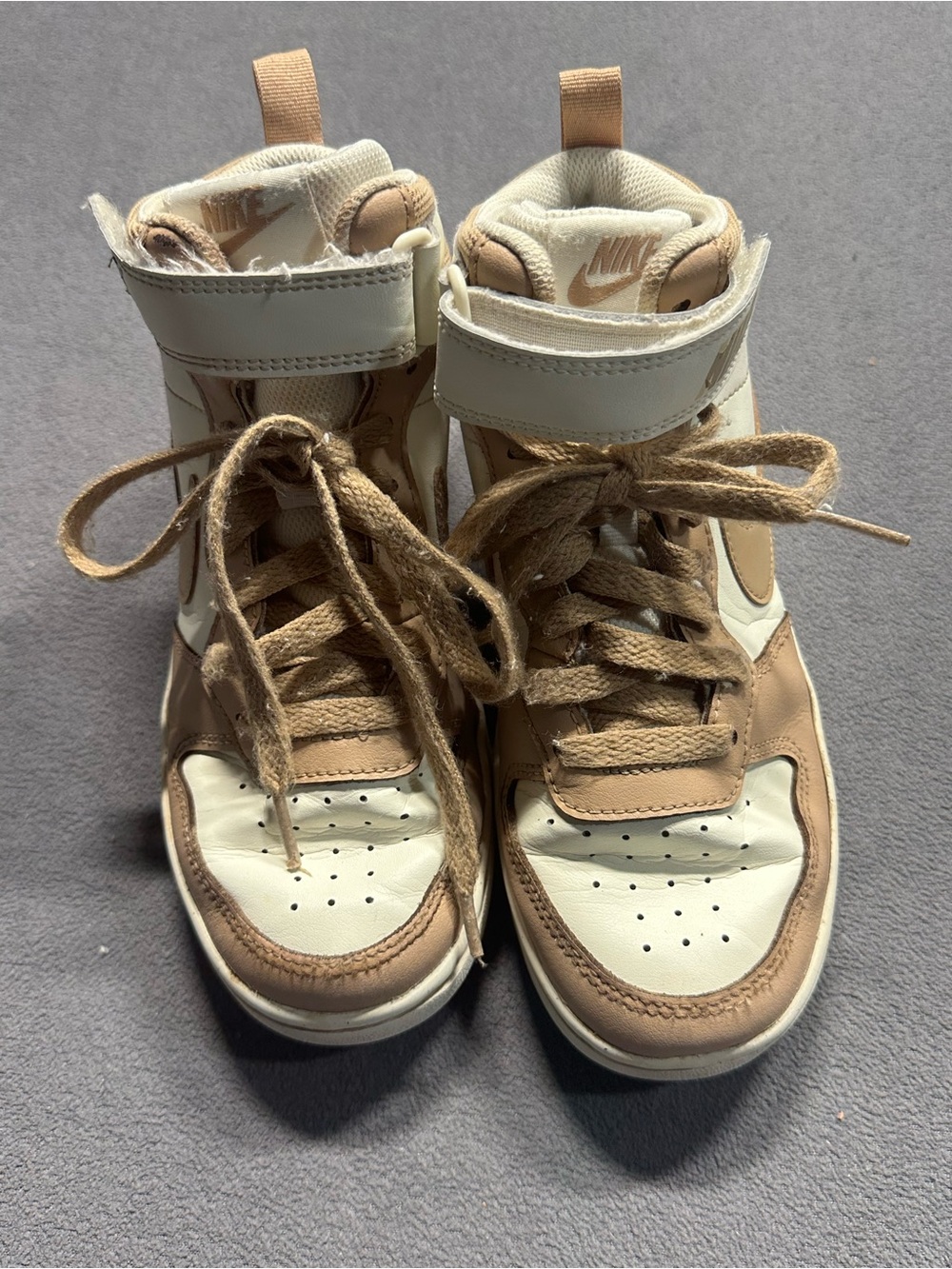 Nike Kids High-Top Sneakers in Cream and Tan